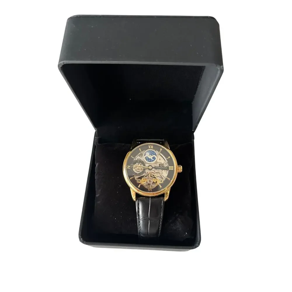 Forsining Automatic Mechanical Black Leather Watch